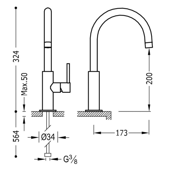 Tres Study-Tres bateria umywalkowa chrom 26290402