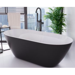 Wanna 160x68 cm klik klak grafit BESCO MOYA bez otw. czarny mat WMMC-160MGR