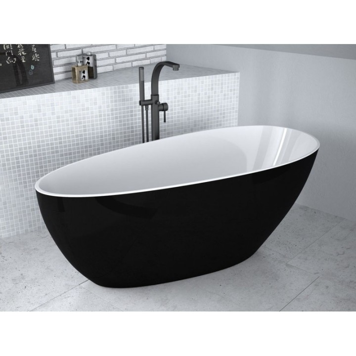 Wanna 142x62 cm BESCO GOYA korek czarny bez otw. czarny połysk WMD-140-GWB