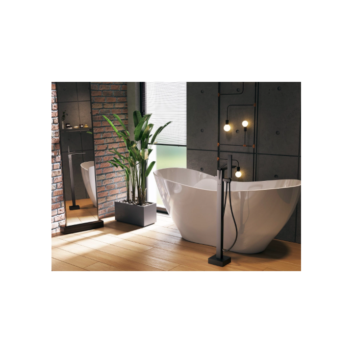 Wanna 160x70 cm BESCO VIYA korek czarny bez otw. biały mat WMMB-160VKB