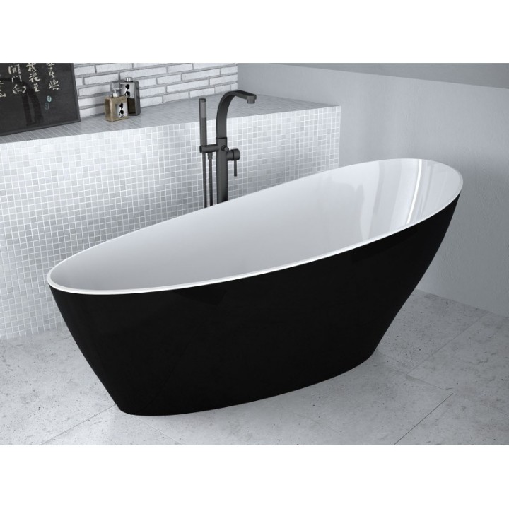 Wanna 165x70 cm BESCO KEYA korek grafit bez otw. czarny mat WMMC-165KGR
