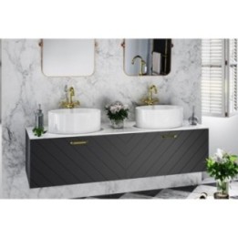 Umywalka nablatowa 32x46x17 cm BESCO UNIQA korek chrom bez otw. czarny mat UMMC-U-NB