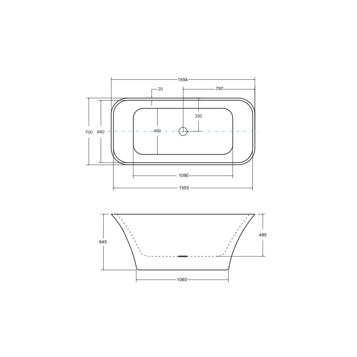 Wanna 160x70 cm BESCO ASSOS korek złoty bez otw. biały połysk WMD-160-AKG