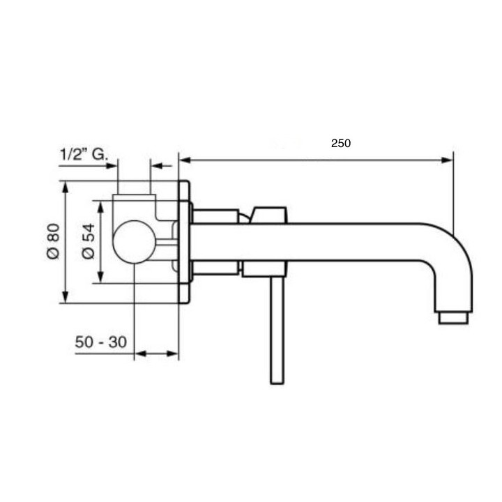 Bateria umywalkowa podtynkowa 25 cm EMMEVI PIPER biały mat 45055-25BIO
