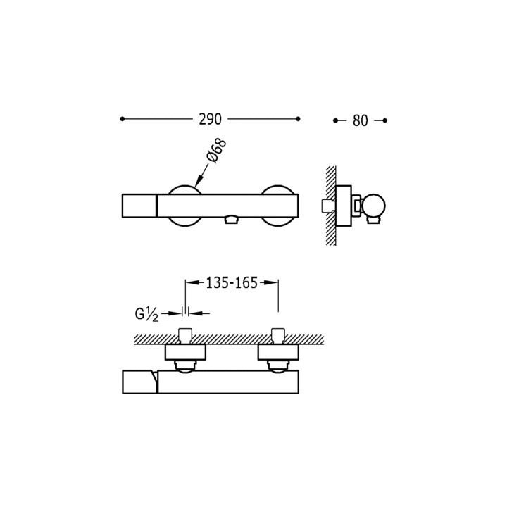 Tres Study Exclusive bateria prysznicowa ścienna chrom 26116701