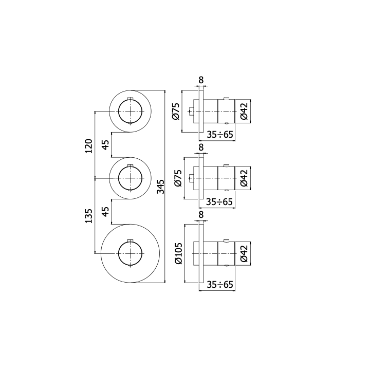 Bateria podtynkowa 2-drożna termostat PAFFONI czarny mat MDE018NO