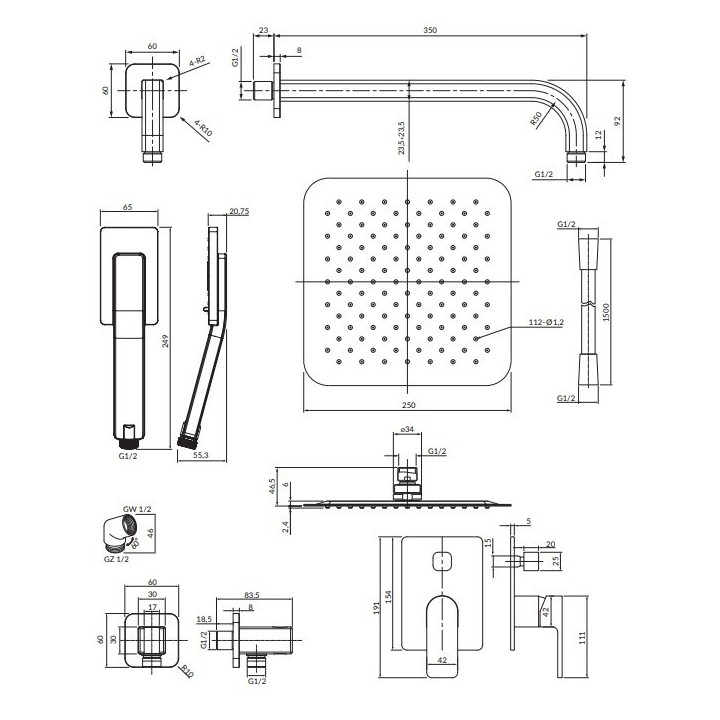 System prysznicowy Omnires Baretti podtynkowy chrom SYSBA10XCR