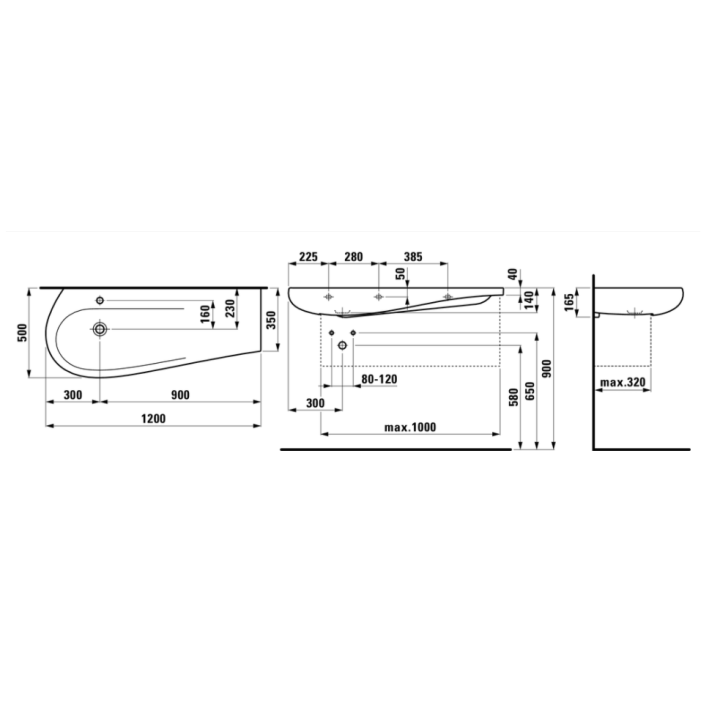Umywalka Laufen IL Bagno Alessi One 1200x500/350 mm z otw. caffe mat H8149731881041