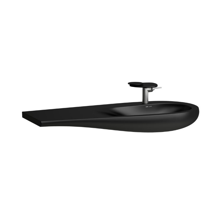 Umywalka ścienna z blatem po lewej Laufen IL Bagno Alessi One 1200x500/350 mm z 1 otw. czarny mat H8149747161041