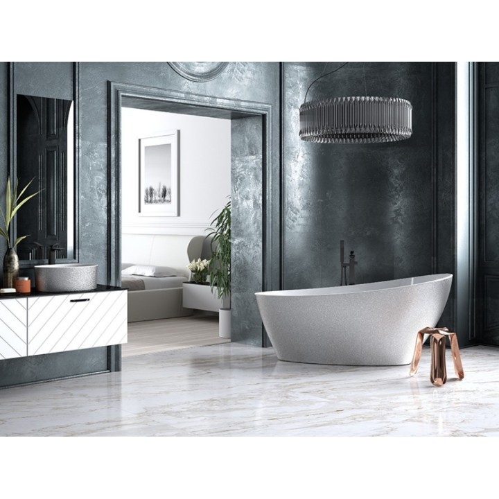 WANNA WOLNOSTOJĄCA BESCO KEYA GLAM 165X70CM SREBRNA WAM-165-KS