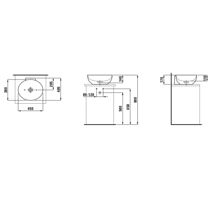 Umywalka Laufen IL Bagno Alessi 450x400 mm bez otw. biały H8189764001091