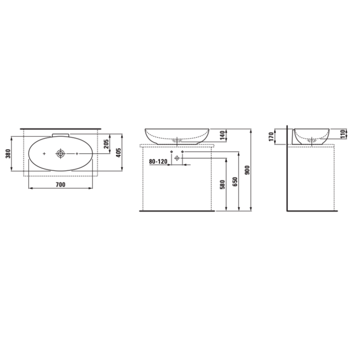 Umywalka Laufen IL Bagno Alessi 700x380 mm bez otw. biały H8189784001091