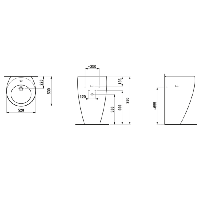 Umywalka Laufen IL Bagno Alessi 520x530 mm bez otw. caffe mat H8119711881091