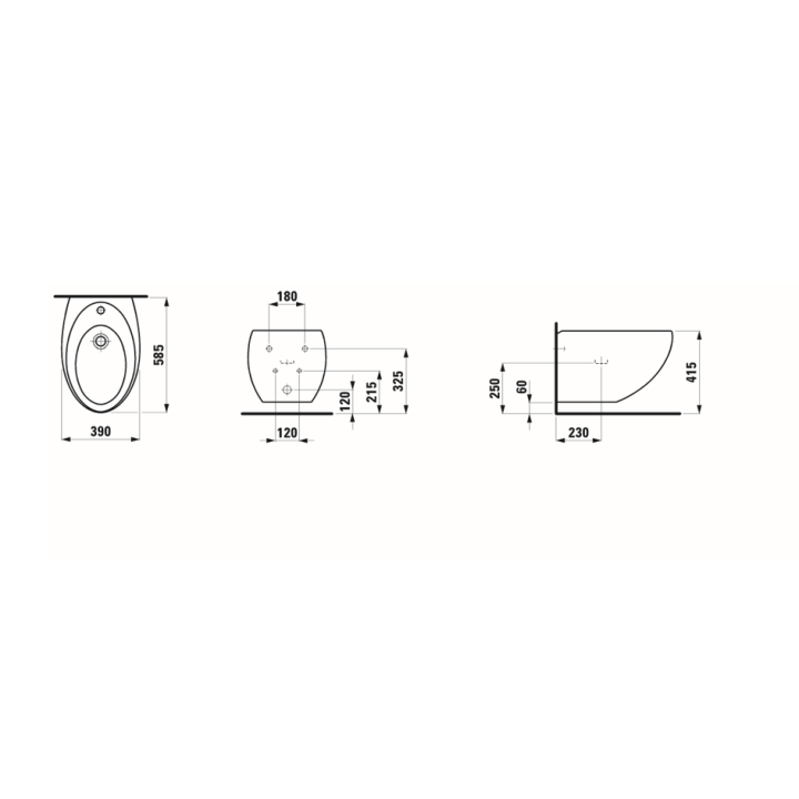 Bidet podwieszany Laufen IL Bagno Alessi 390x585 mm caffe mat H8309711883041