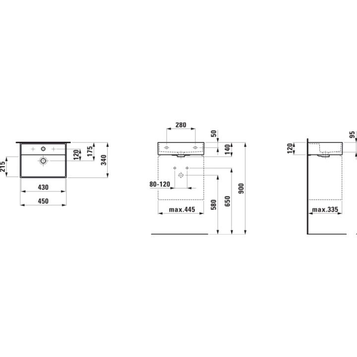 Umywalka 450x340 mm LAUFEN KARTELL z otw. biały mat H8153307571041