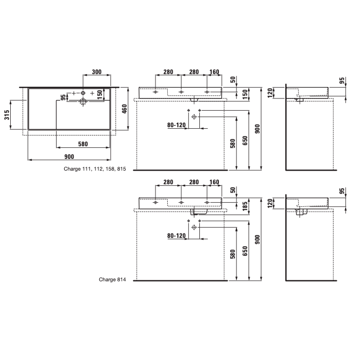 Umywalka 900x460 mm KARTELL BY LAUFEN szlifowany spód umywalki z 1 otw. biały LCC H8183394001111