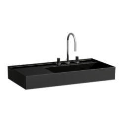 Umywalka Laufen Kartell 900x460 mm blat po lewej z 3 otw. czarny połysk H8103390201581