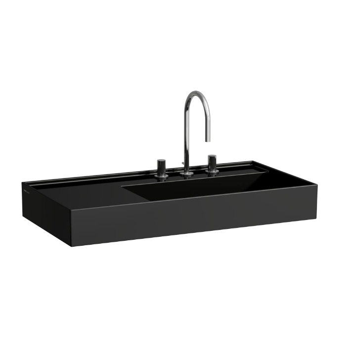 Umywalka Laufen Kartell 900x460 mm blat po lewej z 3 otw. czarny połysk H8103390201581