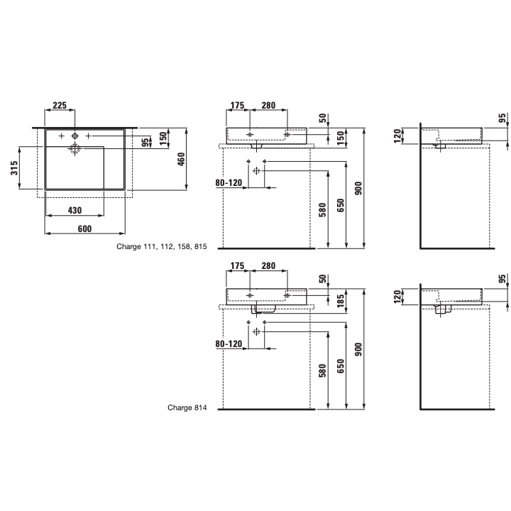 Umywalka szlifowana 600x460 mm LAUFEN KARTELL bez otw. biały H8183340001121