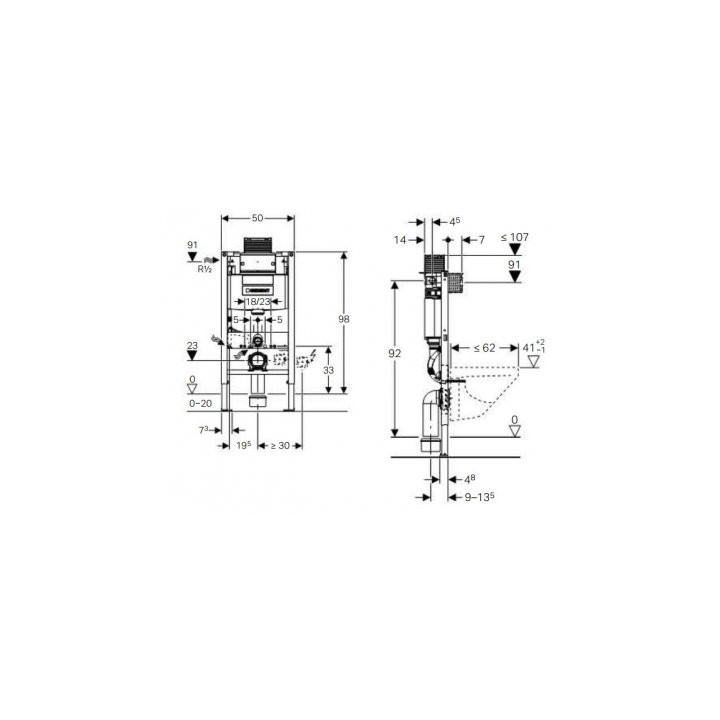Stelaż element montażowy Geberit Duofix do WC, Omega, H98 111.030.00.1