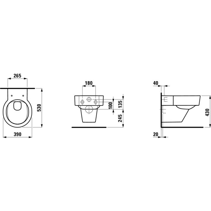 Miska WC 390x530 mm Laufen Val RIMLESS biały mat H8202817570001