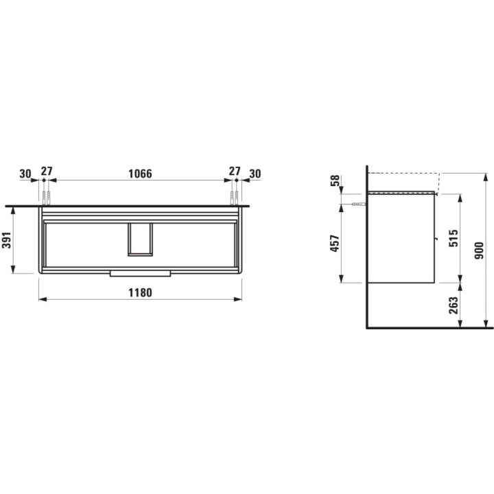 Szafka podumywalkowa 118x39x53 cm LAUFEN BASE jasny wiąz H4024721102621