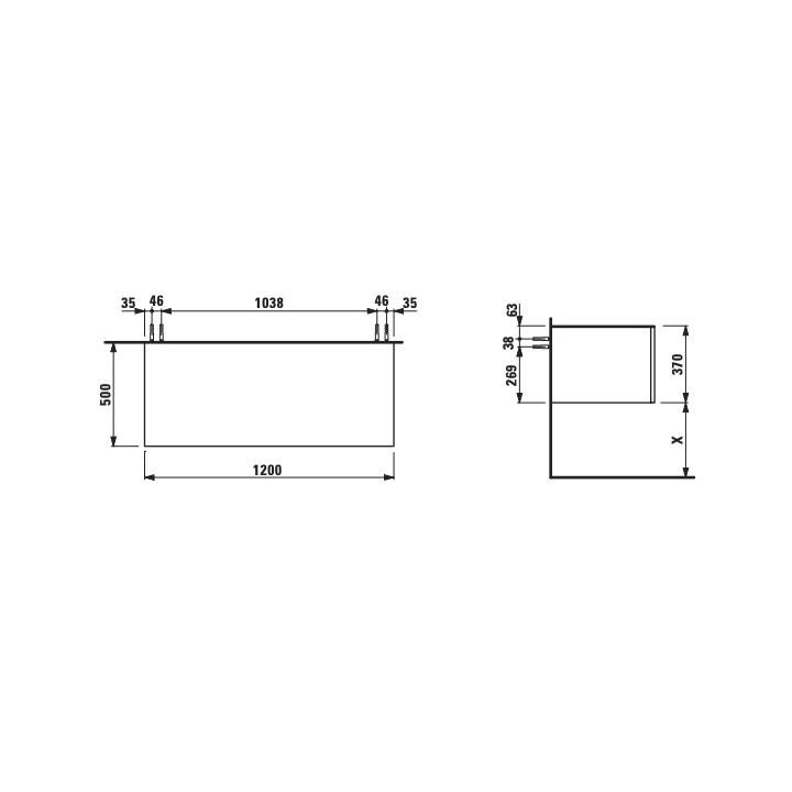 Szafka z blatem 1200x500 mm LAUFEN ILBAGNOALESSI ciemny brąz H4303000974291