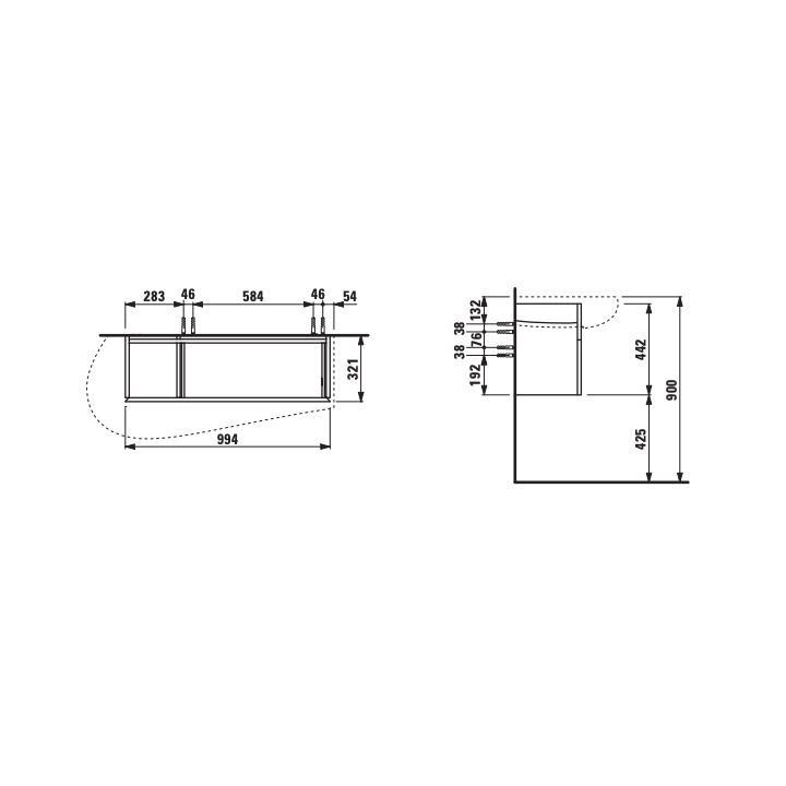 Szafka podumywalkowa 995x320 mm LAUFEN ILBAGNOALESSI biały mat H4304210972601