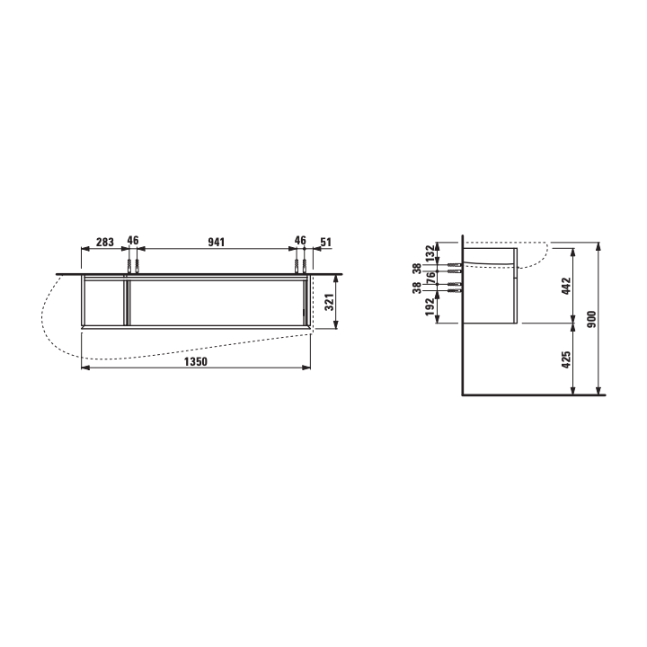 Szafka podumywalkowa 1350x320 mm LAUFEN ILBAGNOALESSI terracotta H4304510972691