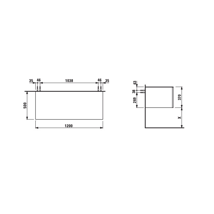 Szafka z blatem 1200x500 mm LAUFEN ILBAGNOALESSI noce canaletto H4313000976301