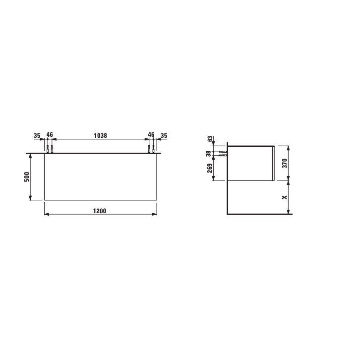 Szafka z blatem 1200x500 mm LAUFEN ILBAGNOALESSI biały mat H4323000972601