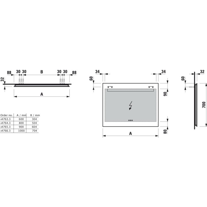 Lustro LED 600 mm 2700-6000 K LAUFEN LEELO H4476339501441