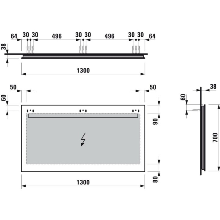 Lustro LED 1300 mm LAUFEN LEELO bez wyłącznika H4476819501441