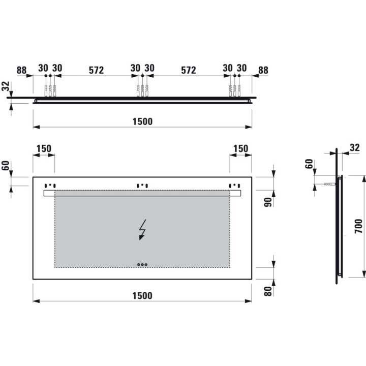 Lustro LED 1500 mm LAUFEN LEELO bez wyłącznika H4476919501441