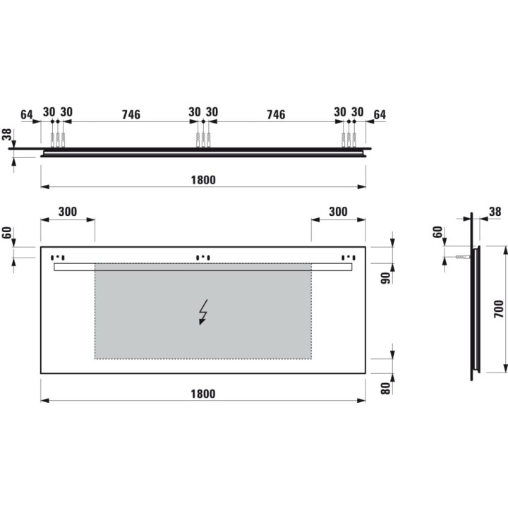 Lustro LED 1800 mm 2700 - 6000 K LAUFEN LEELO H4477039501441