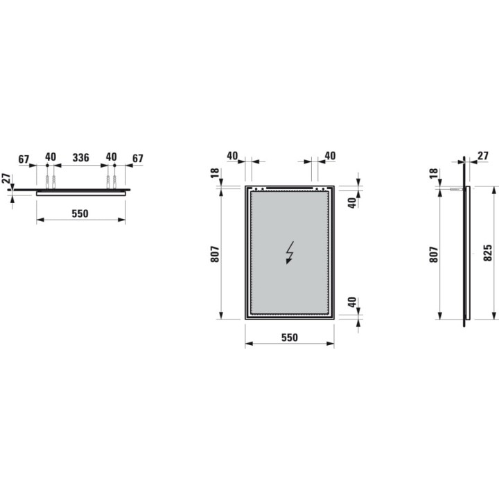 Lustro z ramą aluminiową 550x825 mm LAUFEN FRAME H4474019001441