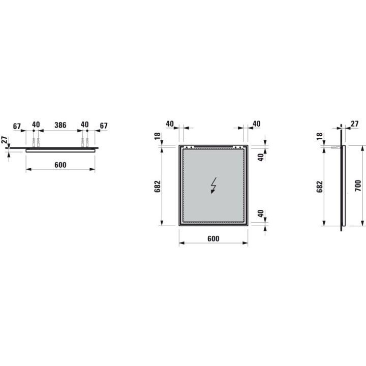 Lustro z ramą aluminiową 600x700 mm LAUFEN FRAME H4474029001441