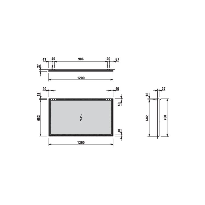 Lustro z ramą aluminiową 1200x700 mm LAUFEN FRAME H4474079001441