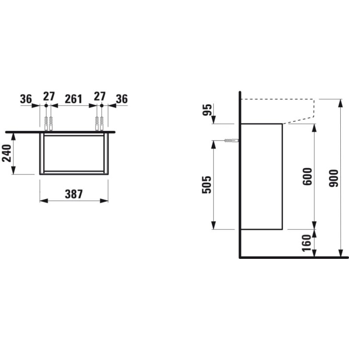Szafka 385x240 mm LAUFEN SONAR drzwi po lewej tytanowy H4054810340421
