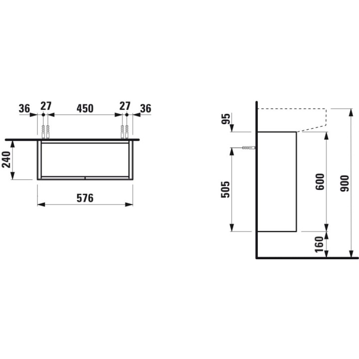 Szafka podumywalkowa 580x240 mm LAUFEN SONAR tytanowa H4054830340421