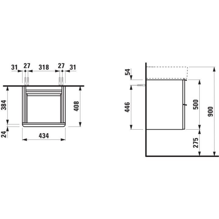 Szafka podumywalkowa 435x385 mm LAUFEN SPACE biały mat H4101021601001