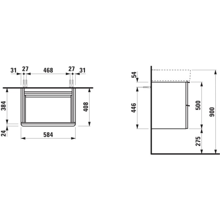 Szafka podumywalkowa 585x385 mm LAUFEN SPACE biały mat H4101421601001