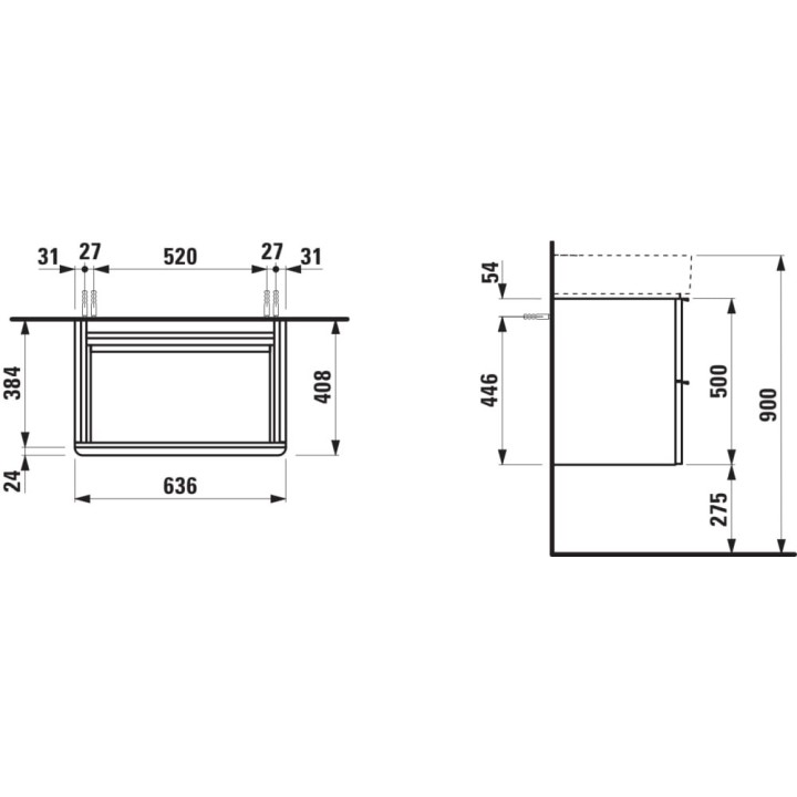 Szafka podumywalkowa 635x385 mm LAUFEN SPACE biały mat H4101621601001