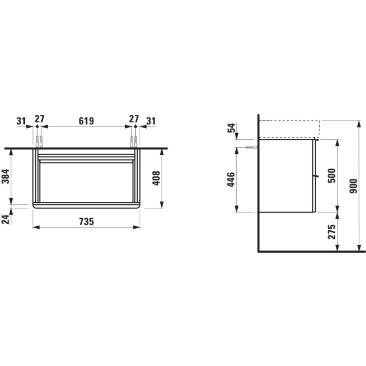 Szafka podumywalkowa 735x385 mm LAUFEN SPACE biały mat H4101821601001