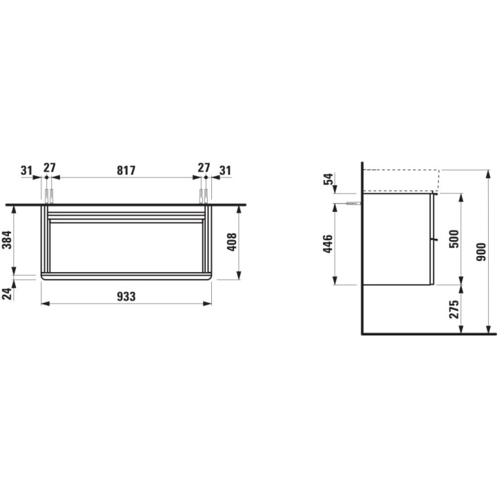 Szafka podumywalkowa 935x385 mm LAUFEN SPACE biały mat H4102021601001