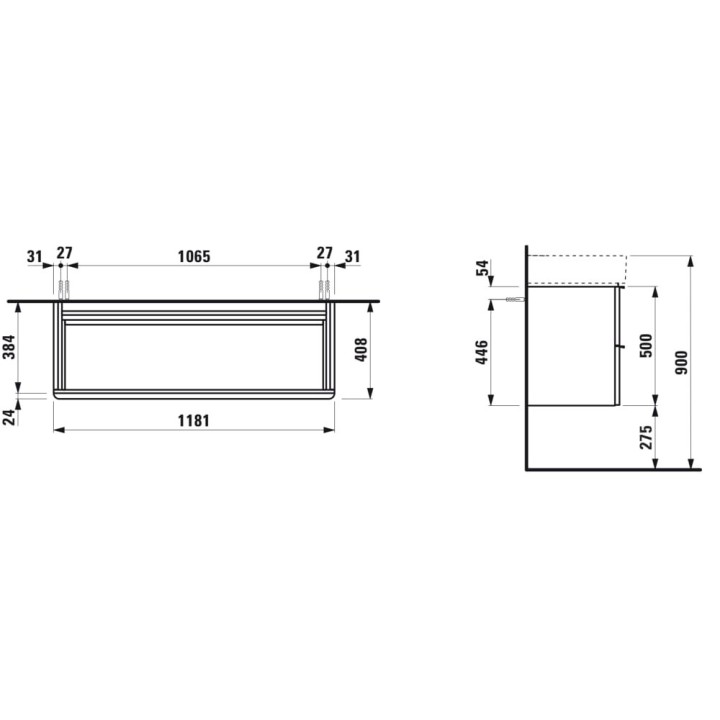 Szafka podumywalkowa 1185x385 mm LAUFEN SPACE biały mat H4102221601001
