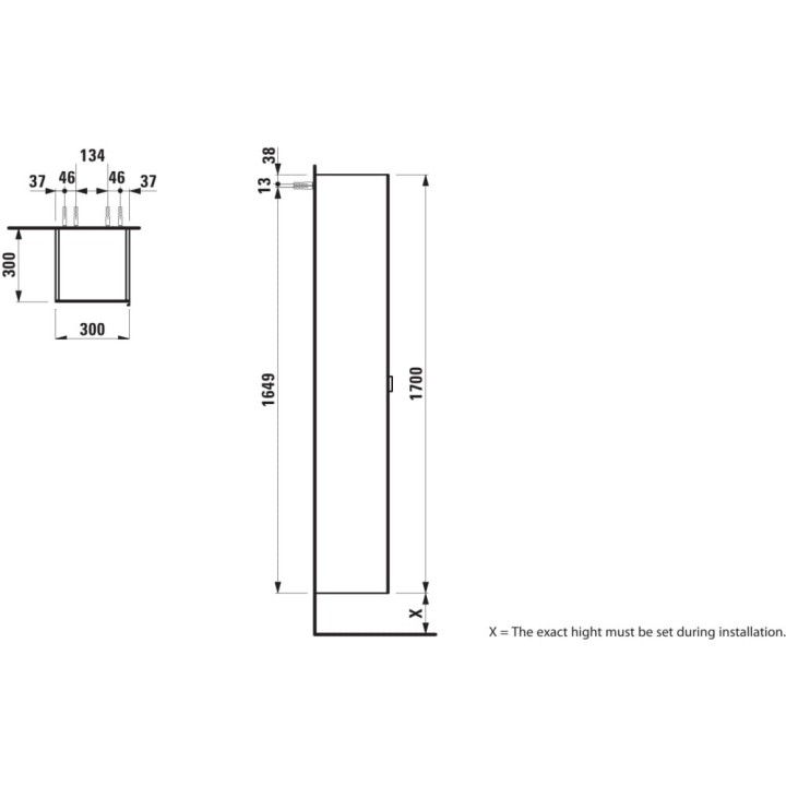 Słupek z lustrem 1700 mm LAUFEN SPACE biały mat H4109011601001
