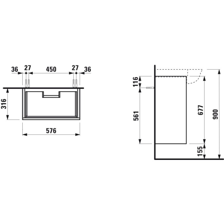 Szafka 575x675 mm LAUFEN THE NEW CLASSIC ciemny dąb H4060320856281