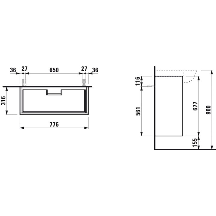 Szafka 775x675 mm LAUFEN THE NEW CLASSIC biały połysk H4060420856311