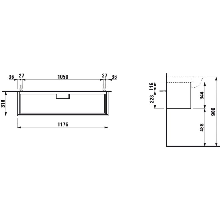 Szafka 1175x345 mm LAUFEN THE NEW CLASSIC ciemny dąb H4060510856281